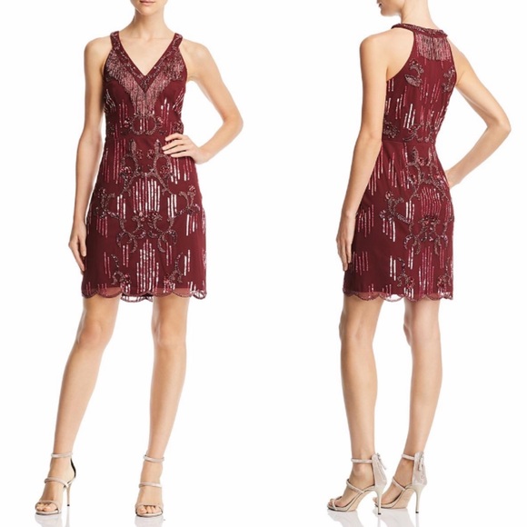 Aidan Mattox Dresses & Skirts - Aidan Mattox fringes V- neckline sleeveless beaded cocktail dress
